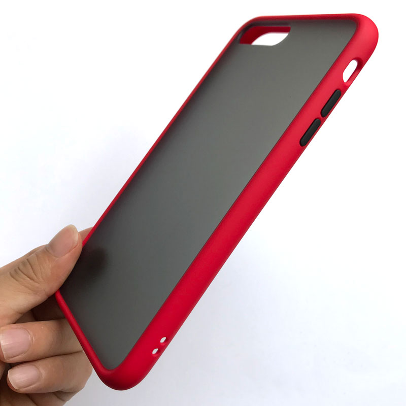 iPHONE SE 2020 / 8 / 7 / 6S / 6 Slim Matte Hybrid Bumper Case (Black Red)